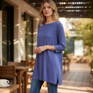Eileen Fisher Blue 3/4 Sleeve Tunic